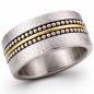 Preview: Bicolor Ring Silber Gold mit Perldrahtreihen