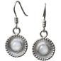 Preview: Damen Ohrringe aus Silber mit rundem, schimmerndem Mondstein im Boho-Stil, handgefertigt