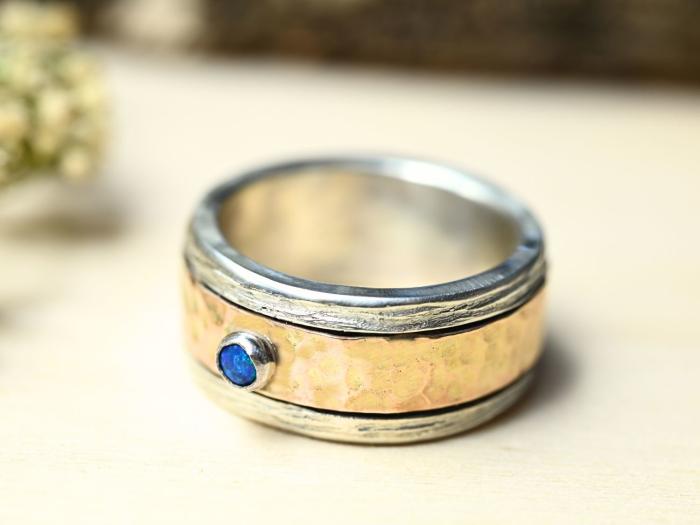 Ring Silber Gold mit Opal