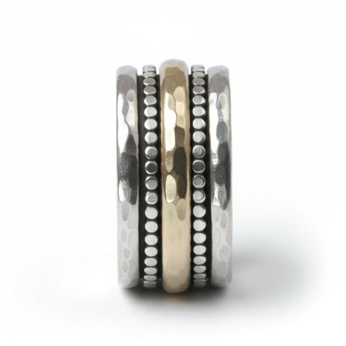 Preview: Handgefertigter Bicolor Ring Silber & Gold massiv