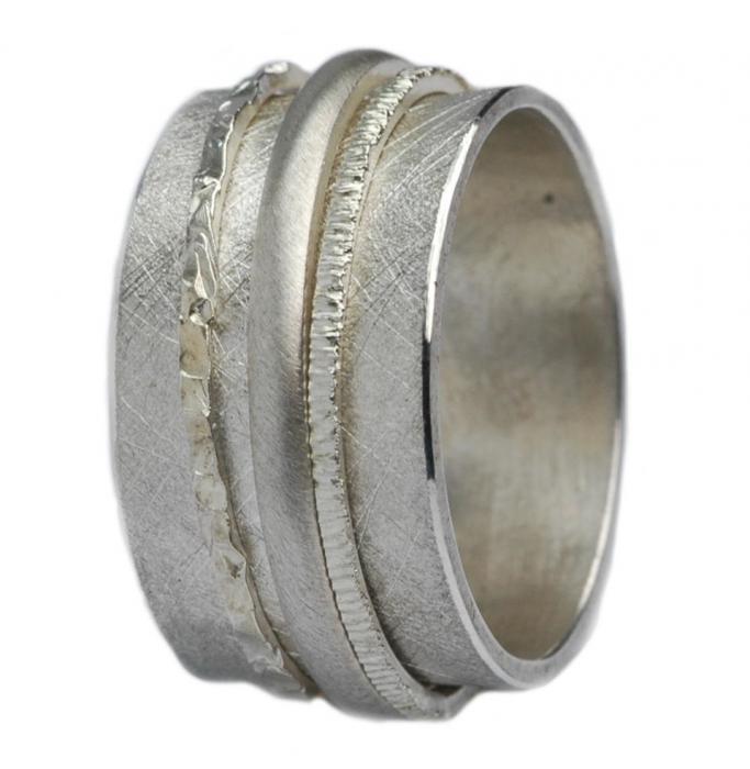Breiter Ring 925 Silber matt Drehring
