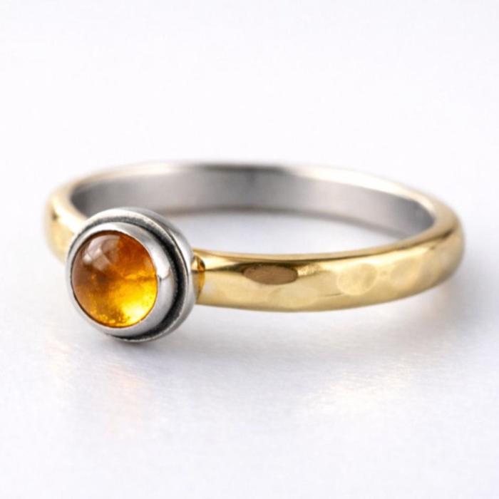 Preview: Citrin Ring Silber Gold