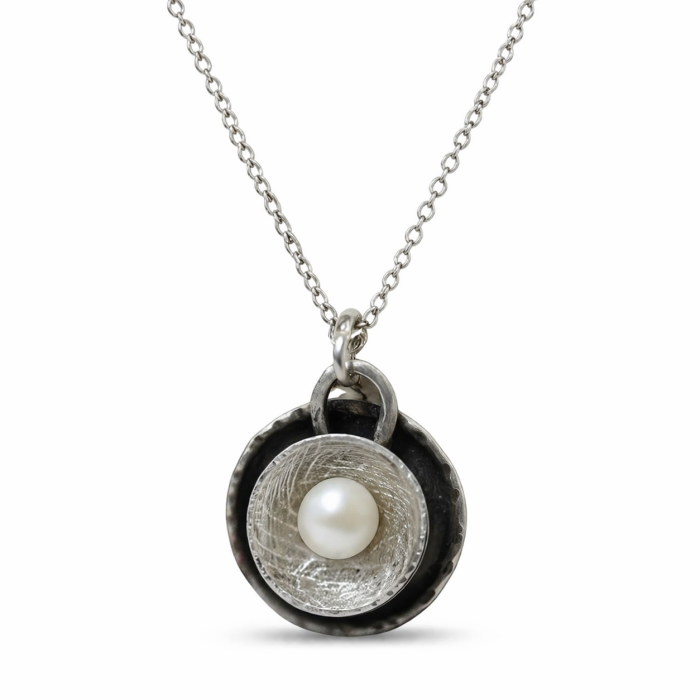 Preview: Runder Perlen-Anhänger 925er Silber