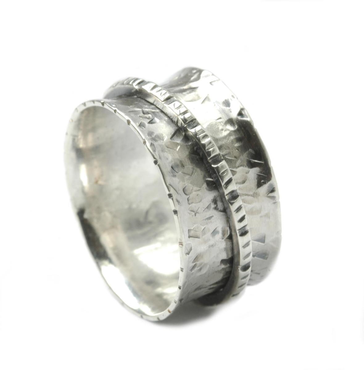 Breiter  Ring 925er Silber mit beweglicher Ringschiene