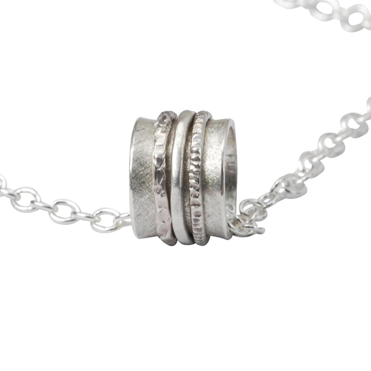 Matter Anhänger aus 925er Silber mit Drehringen