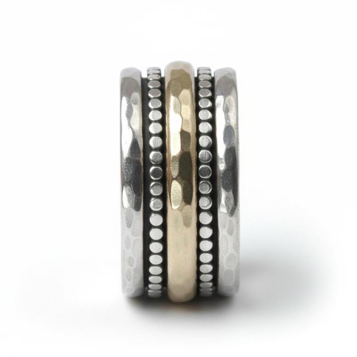 Handgefertigter Bicolor Ring Silber & Gold massiv