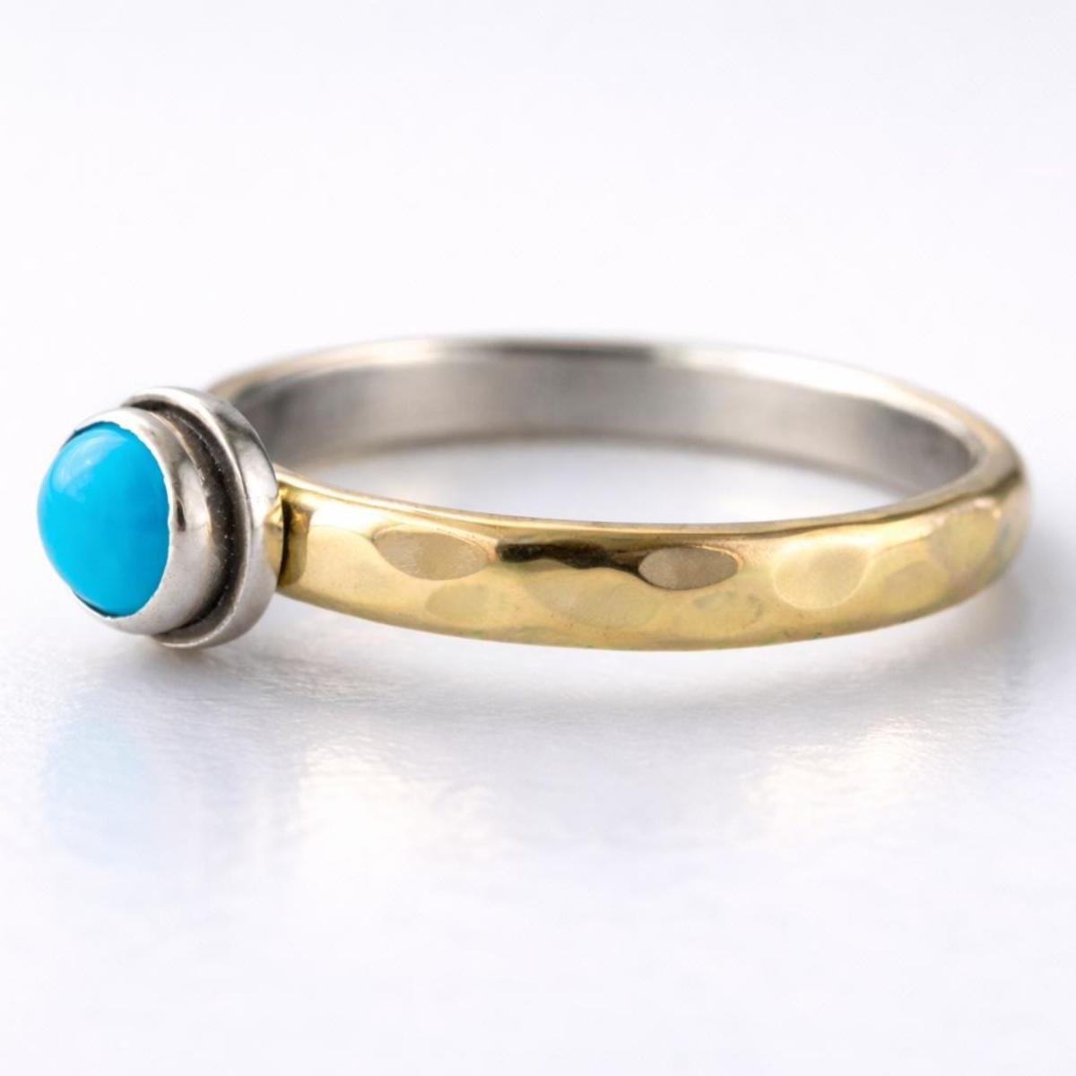 Bicolor Türkis Ring "Elia" aus 925er Silber und 333er Gold