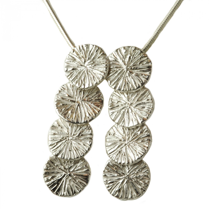 Collier mit geriffelten Anhängern 925er Silber