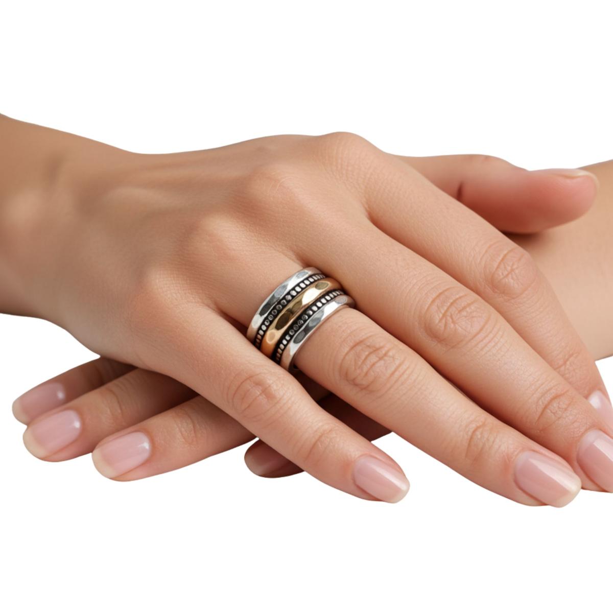 Massiver bicolor Drehring für Frauen und Männer