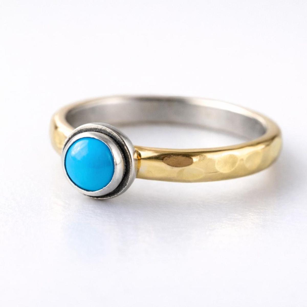 Bicolor Türkis Ring "Elia" aus 925er Silber und 333er Gold