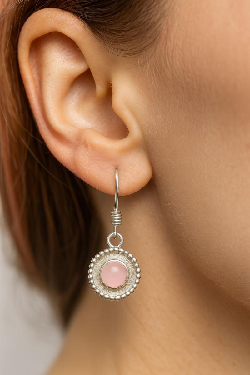 Damenohrringe aus 925er Silber mit rosa Edelstein