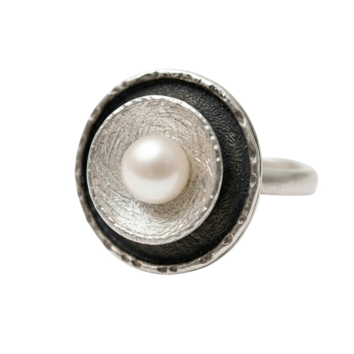 .Damenring aus Silber mit Perle